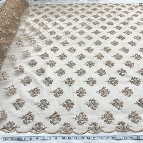 1 Yard Black Lilac Beaded Lace Fabric Embroidered on Polyester Net Mesh Elegant 52 Inch Width