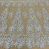 1 Yard Silver Beaded Lace Fabric Embroidered With Fuzzy Thread on 100% Polyester Net Mesh 53 Inch Width