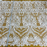 1 Yard Elegant Corded Bridal Lace Fabric Embroidered on Premium Polyester Mesh 48
