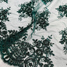 1 Yard Hand-Beaded Gold Corded Lace Fabric Embroidered on Polyester Net Mesh 56 inch Width