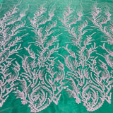 1 Yard Luxury Beaded Lace Fabric Embroidered on Polyester Net Mesh Width 51 Inches