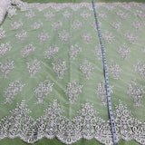 1 Yard Elegant Champagne Beaded Corded Lace Fabric on Net Mesh 56 inch Width