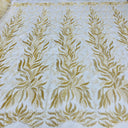 1 Yard Beaded & Corded Bridal Lace Fabric, 58" Wide Embroidered Polyester Net Mesh for Wedding, Evening & Quinceañera Dresses