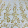 1 Yard Beaded & Corded Bridal Lace Fabric, 58" Wide Embroidered Polyester Net Mesh for Wedding, Evening & Quinceañera Dresses