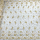 1 Yard Turquoise Corded Bridal Lace Fabric Embroidered Polyester Net Mesh 54 Inch Width