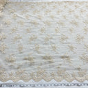 1 yarda de tela de encaje para novias con cordón y cuentas bordadas, malla color champán, ancho 54"