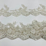 1 Yard Beaded Corded Lace Trimming on Net Mesh for Bridal Dresses 3.25 Inch Width
