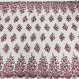 1 Yard Beaded Rhinestone 3D Floral Lace Fabric Embroidered on Polyester Mesh 54