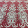 1 Yard Beaded Lace Fabric on Polyester Net Mesh, Embroidered Lace Materia, 52" Wide