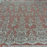 1 Yard Ethereal Silver Beaded Corded Bridal Lace Fabric on Net Mesh 54 inch Width
