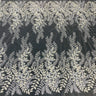 1 Yard Dazzling Silver Beaded Sequined Lace Fabric on Net Mesh 52 inch Width