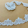 1 Yard Beaded Corded Lace Trim 2" Wide Embroidered Organza for Dresses & Gowns