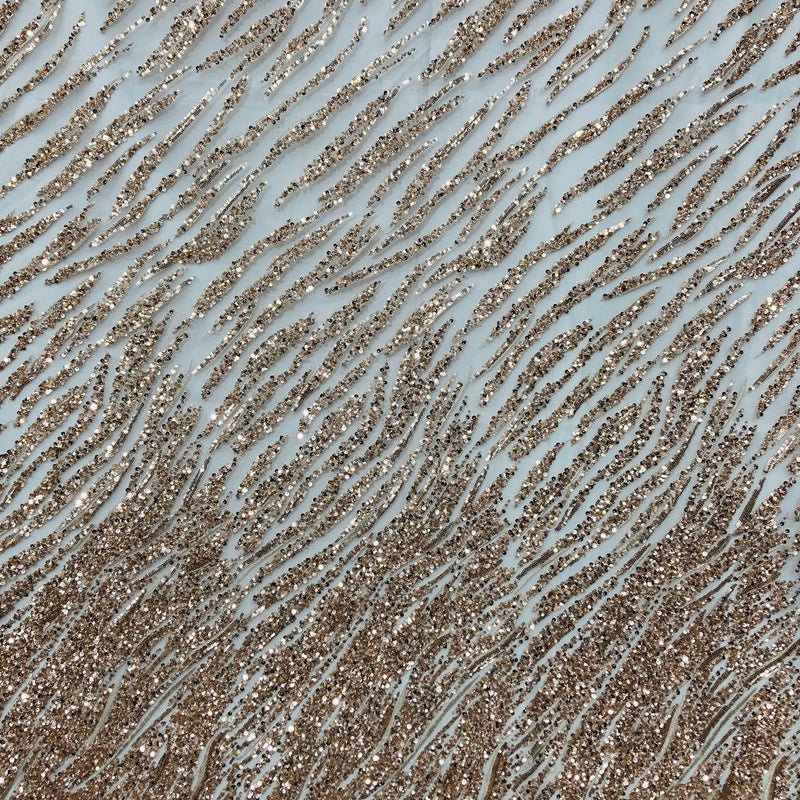 1 Yard Beaded & Sequined Embroidered Lace Fabric on Polyester Mesh, 52" Wide