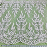 1 Yard Elegant White Beaded & Corded Embroidered Lace Fabric, 51" Wide, Bridal Fabrication for Gowns & Décor