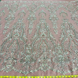 1 Yard Beaded Lace Fabric Embroidered on Polyester Net Mesh, 52" Wide Bridal & Evening Fabric