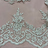 1 Yard Beaded & Corded Floral Lace Trimming Embroidered on 100% Polyester Net Mesh 6" Wide