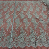 1 Yard Opulent Beaded Corded Bridal Lace Fabric Embroidered on Premium Mesh 53