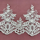 1 Yard Elegant Corded Lace Trimming Embroidered on 100% Polyester Net Mesh for Bridal and Evening Dresses 8 Inch Width