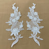 1 Pair Corded Floral Applique for Bridal, Christening & Flower Girl Dresses 11" x 3" Each Side