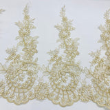 1 Yard Corded Lace Trimming Embroidered on 100% Polyester Net Mesh 15? Wide
