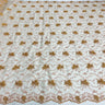 1 Yard Elegant Ivory Beaded Corded Bridal Lace Fabric Embroidered on Net Mesh 52 inch Width