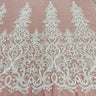 1 Yard Gold Beaded Lace Fabric Embroidered with Fuzzy Thread on 100 Percent Polyester Net Mesh 49 Inch Width