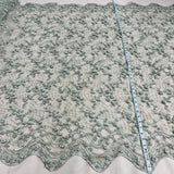 1 Yard Stunning Beaded 3D Floral Lace Fabric Embroidered on Premium Mesh 52