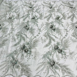1 Yard Beaded Rhinestone 3D Floral Lace Fabric for Bridal Gowns Costumes Dresses 50" Width