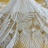 1 Yard Gold Beaded and Corded Bridal Lace Fabric Embroidered on 100 Percent Polyester Net Mesh 56 Inch Width