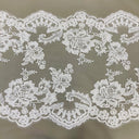 1 Yard Double Sided Beaded Floral Lace Trimming Corded Embroidered on 100% Polyester Net Mesh 17.5" Wide