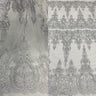 1 Yard Luxurious Corded Bridal Lace Fabric Embroidered on Premium Polyester Mesh 52
