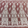 1 Yard Gold Beaded Lace Fabric Embroidered on Polyester Net Mesh 52 Inch Width