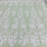 1 Yard Silver Beaded Lace Fabric Embroidered With Fuzzy Thread on 100% Polyester Net Mesh 53 Inch Width