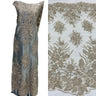 1 Yard Beaded Lace Fabric Embroidered on Polyester Net Mesh, Blush, 48" Width,