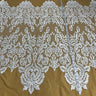 1 Yard Corded Bridal Lace Fabric Embroidered on Polyester Net Mesh