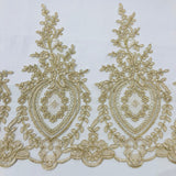 1 Yard Corded Lace Trimming Embroidered on 100% Polyester Net Mesh 13? Wide