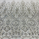 1 Yard Beaded Lace with Sequins & Pearls 52″ Wide Embroidered Polyester Net Mesh for Bridal & Formal Gowns