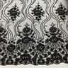 1 Yard Elegant Beaded Lace Fabric Embroidered on Polyester Net Mesh 51 inch Width