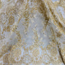 1 Yard Opulent Beaded Corded Bridal Lace Fabric Embroidered on Premium Mesh 48
