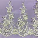 1 Yard Beaded & Corded Lace Trimming 100% Polyester Net Mesh 15" Wide