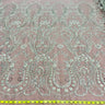 1 Yard Antique Silver Beaded Lace Fabric Embroidered on 100% Polyester Net Mesh 51 Inch Width