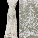 1 Yard Gold Beaded Lace Fabric Embroidered on 100 Percent Polyester Net Mesh 52 Inch Width