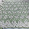 1 Yard Ivory with Silver Beaded and Corded Bridal Lace Fabric on Polyester Net Mesh 51 Inch Width