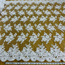 1 Yard Stunning Beaded and Corded Bridal Lace Fabric Embroidered on 100% Polyester Net Mesh White