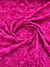 Rosette 3D Satin Polyester Fabric - 3D Rosette Design, 54" Width (1 Yard)