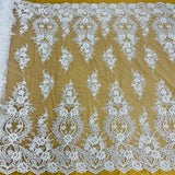 Beaded Corded Bridal Lace Fabric