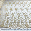 Beaded Lace Fabric Champagne with Gold 54"