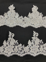 Beaded Corded Floral Lace Trim