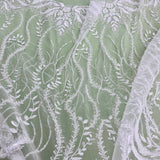 1 Yard Elegant Beaded Lace Fabric Embroidered on Polyester Net Mesh