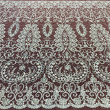 Beaded Embroidered Lace Fabric
